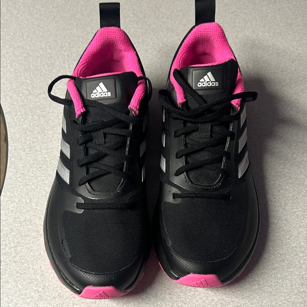 Adidas Women's Black and Pink Sneakers